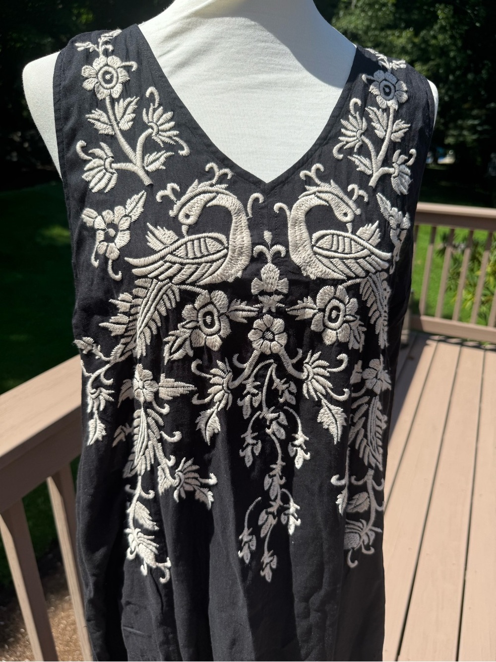 Johnny Was tank slip Dress Floral Linen Embroidered Kamala Black New